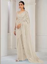 Soft Organza Off White Casual Wear Hand Work Saree